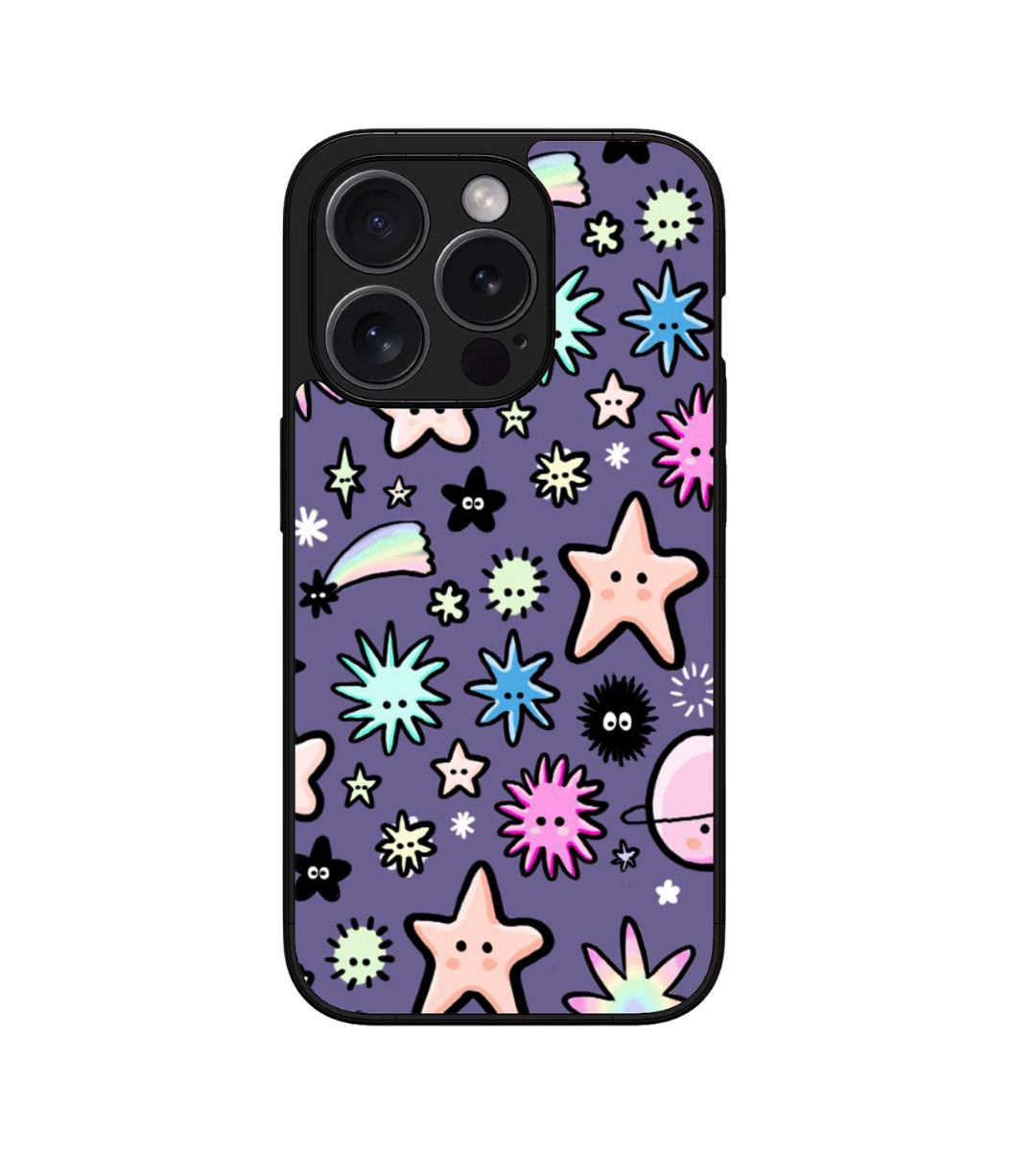 Colorful Cute Star Purple Custom Glossy Metal Bumper Case