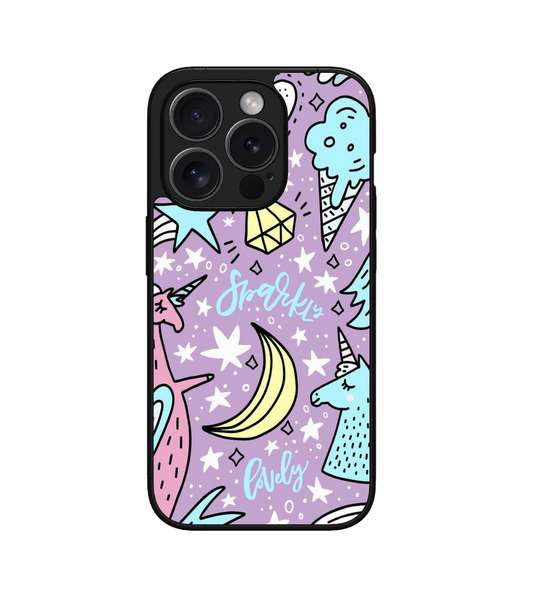 Little Star Blue Unicorn Custom Glossy Metal Bumper Case