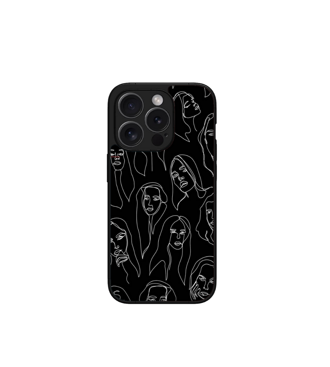 Continuous Line Art Girl Face Print Custom Glossy Metal Bumper Case