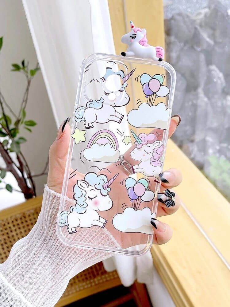 Unicorn Cloud 3D Toy Transparent Custom Slim Soft Cases