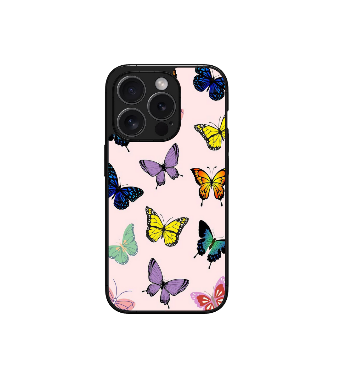 Colorful Small Big Butterfly Custom Glossy Metal Bumper Case
