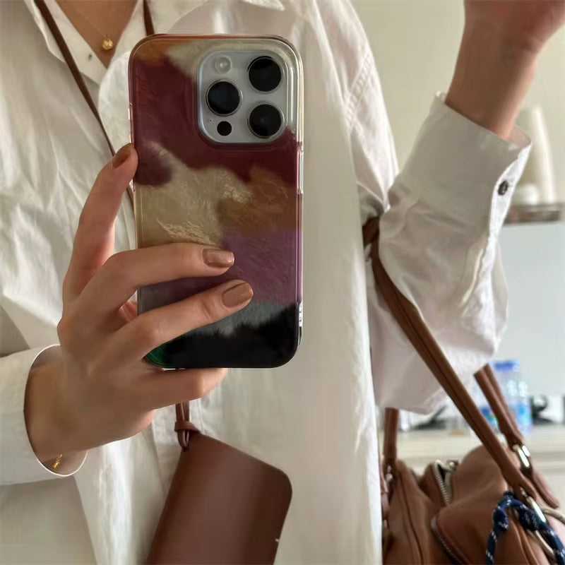 Artistic Color Blend Aesthetic Silver Laser iPhone Case