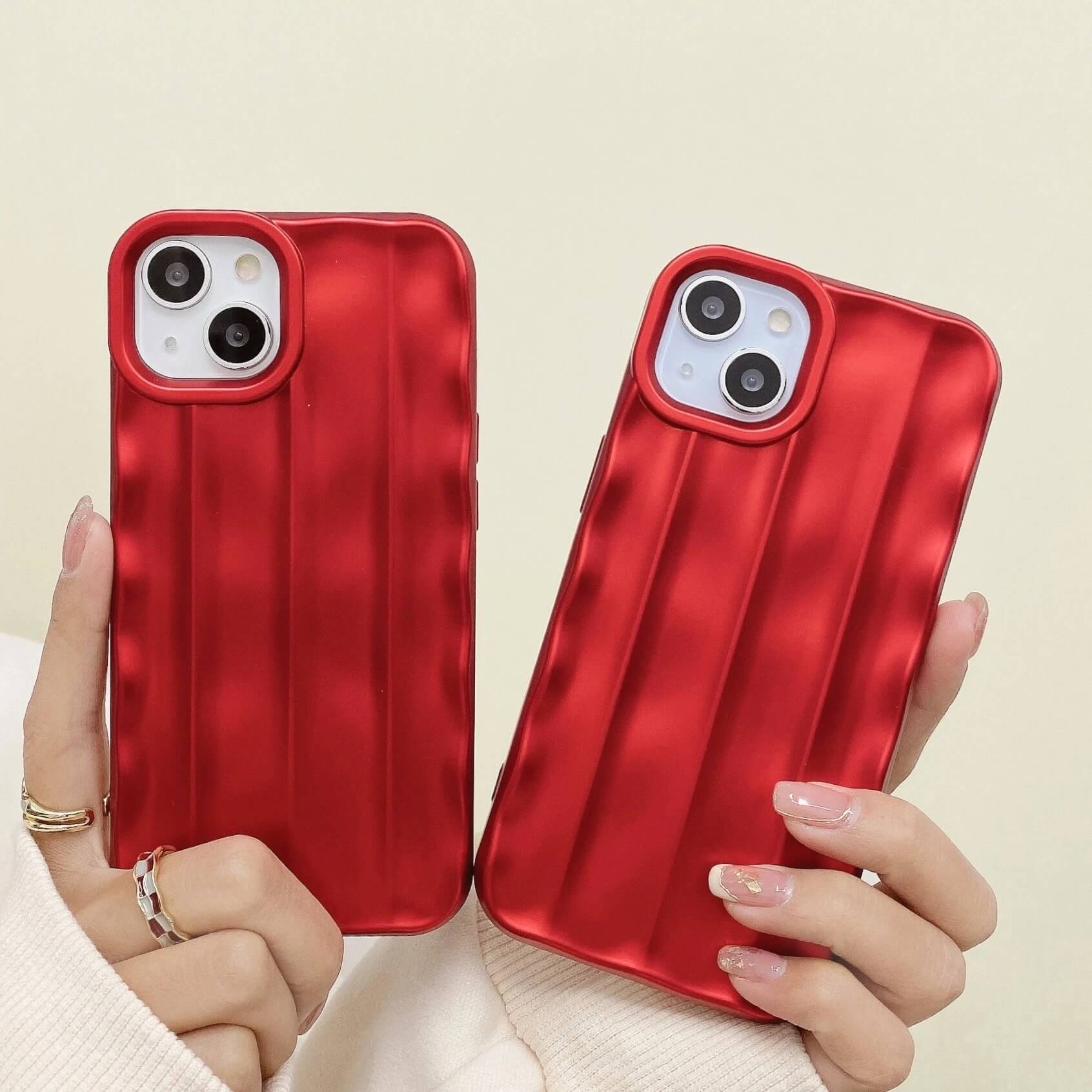 Red Wavy Glossy Party Look iPhone Soft Case