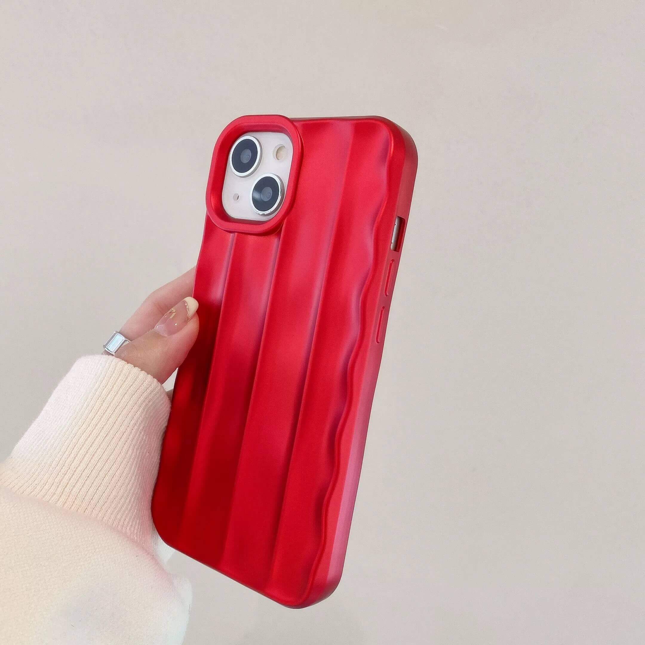 Red Wavy Glossy Party Look iPhone Soft Case