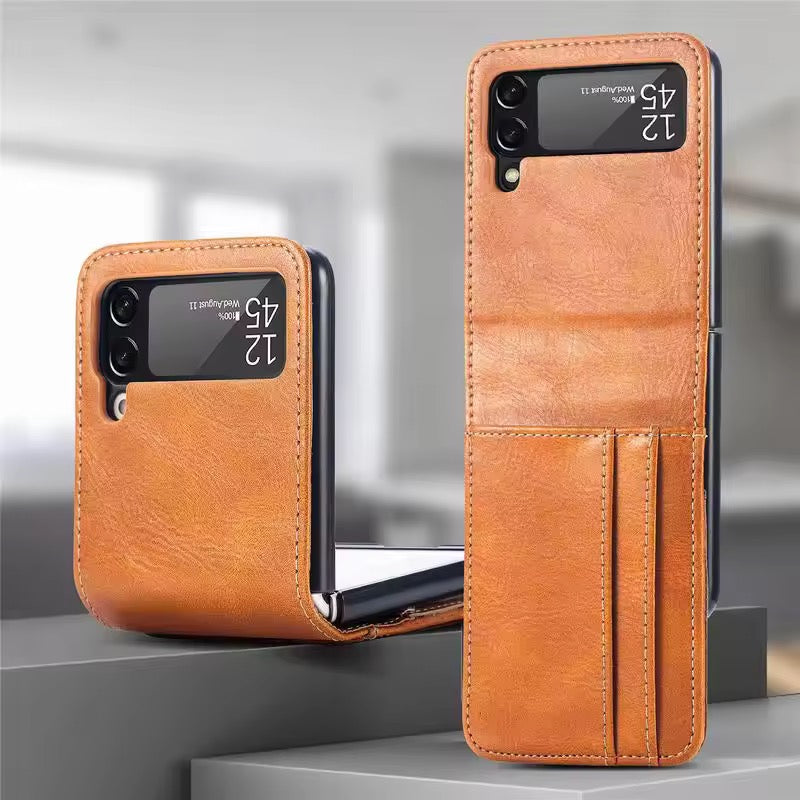 Premium Leather Wallet Wireless Charging Samsung Z Flip Case