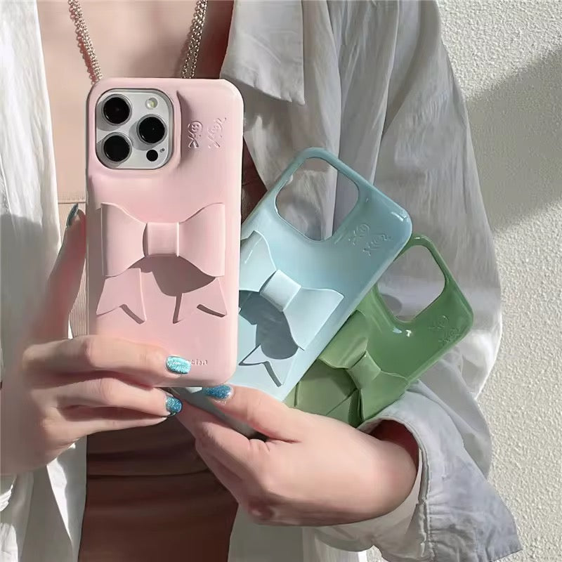 3D Aesthetic Bow Soap iPhone Hybrid Silicone Case