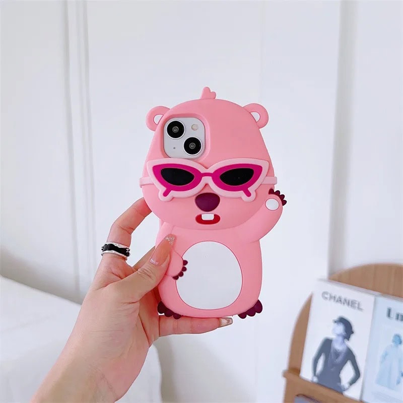 3D Cute Pink Eye Sunglasses Rubber Silicone Case