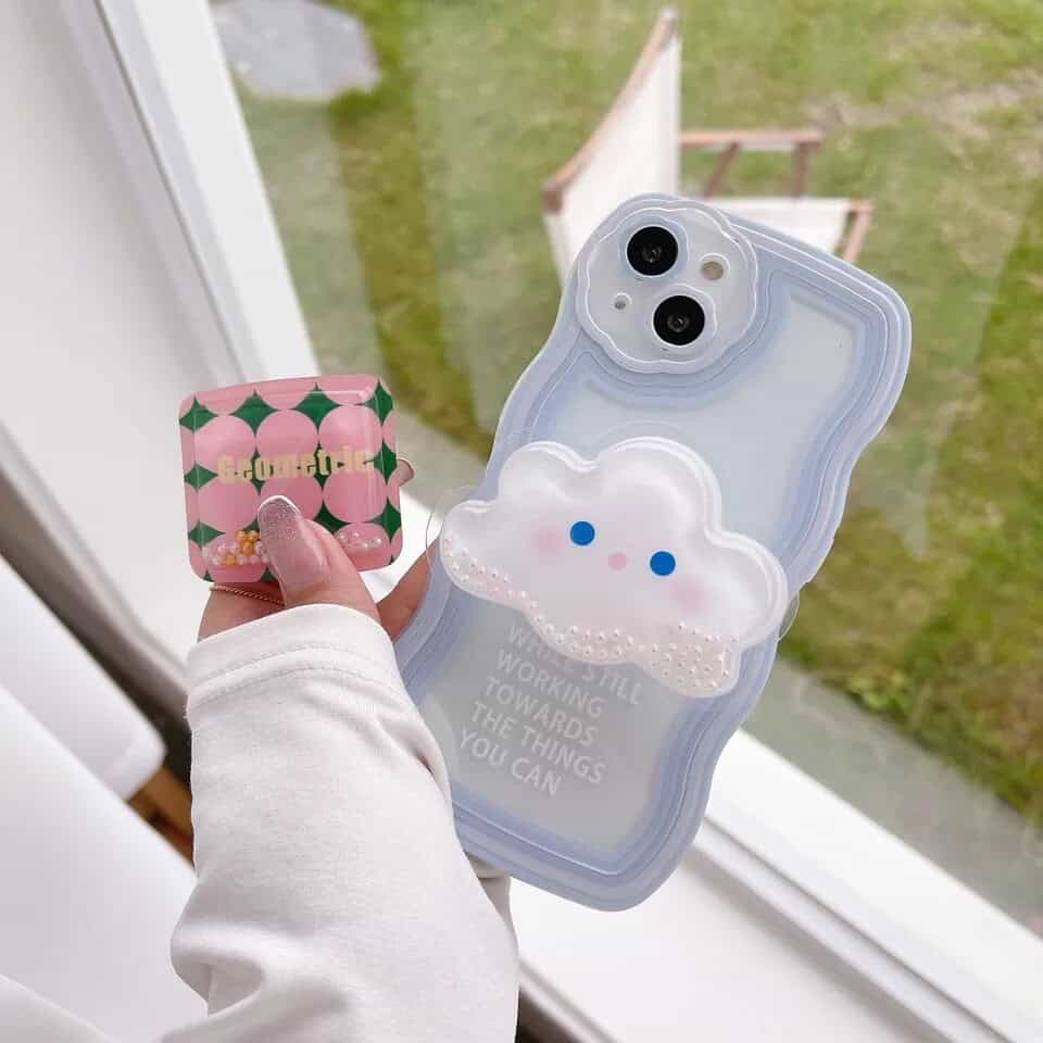 Cloud Square Glitter Liquid Gripper Phone Holder Bracket
