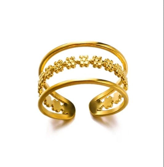 Three Layers Golden Adjustable Finger Ring