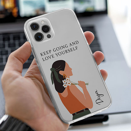 Positive Quote Hey Girl Keep Going Name Initial Transparent Custom Slim Soft Cases