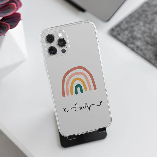 Rainbow Name Initial Custom Transparent Slim Soft Cases