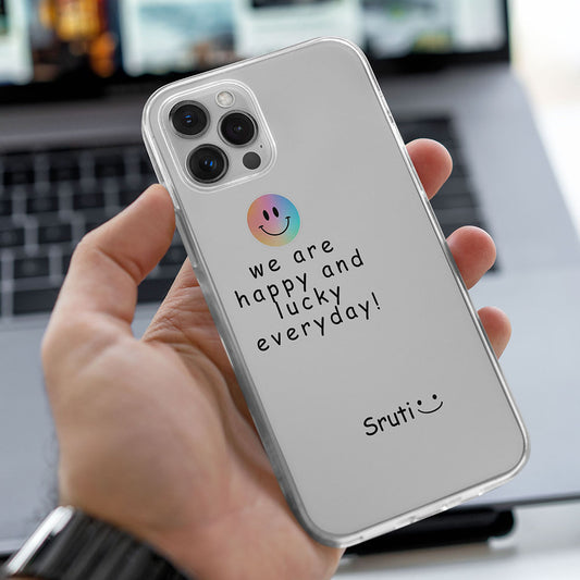 Smiley Quote Name Initial Custom Transparent Slim Soft Cases