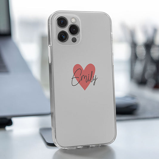 Pink Heart Name Initial Custom Slim Soft Cases