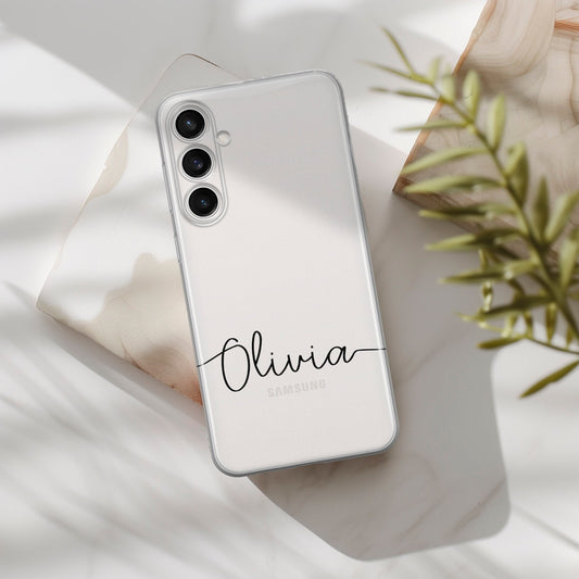 Black Name Initial Transparent Custom Slim Soft Cases