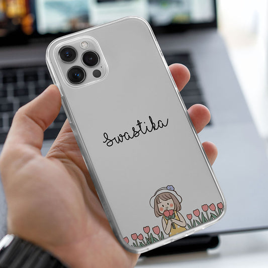 Tulip Grass Floral Girl Transparent Custom Slim Soft Cases
