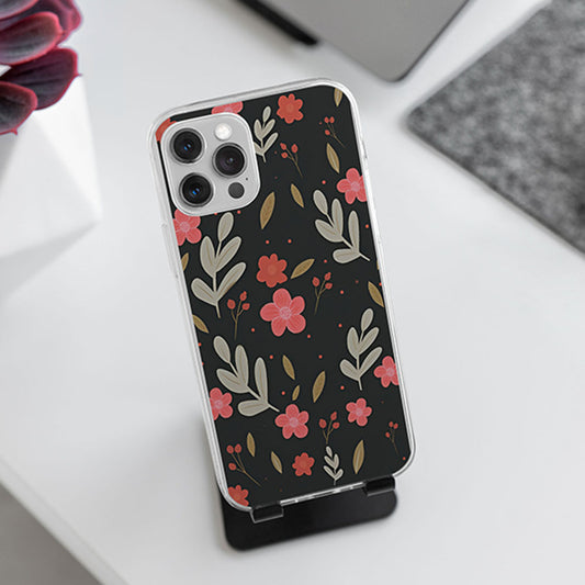 Black Red Floral Flower Custom Slim Soft Cases