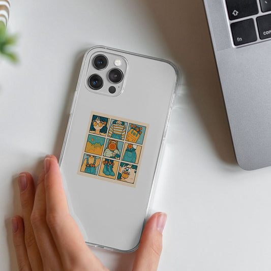 Aesthetic Grid Box Girl Transparent Custom Slim Soft Cases