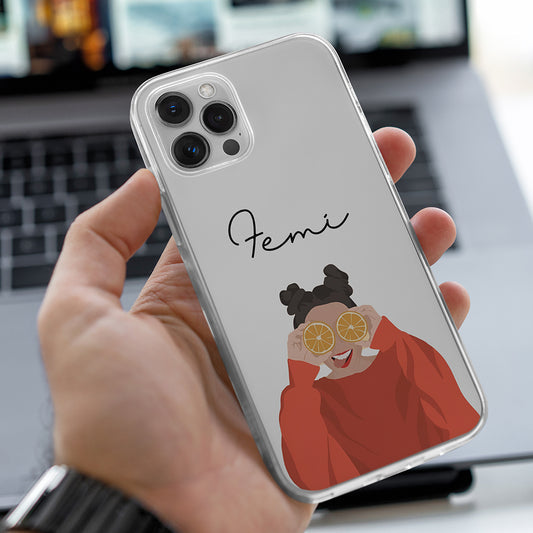 Orange Girl Name Initial Transparent Custom Slim Soft Cases