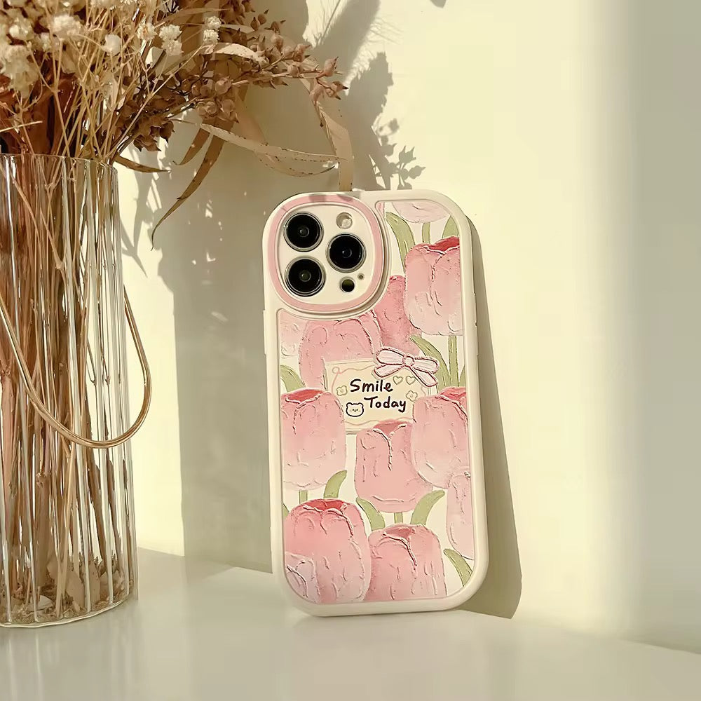 Tulip Pink Smile Today iPhone Rubber Silicone Case
