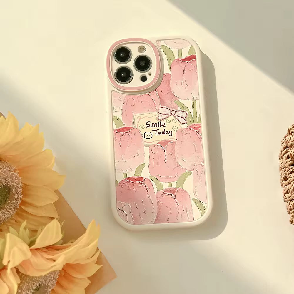Tulip Pink Smile Today iPhone Rubber Silicone Case