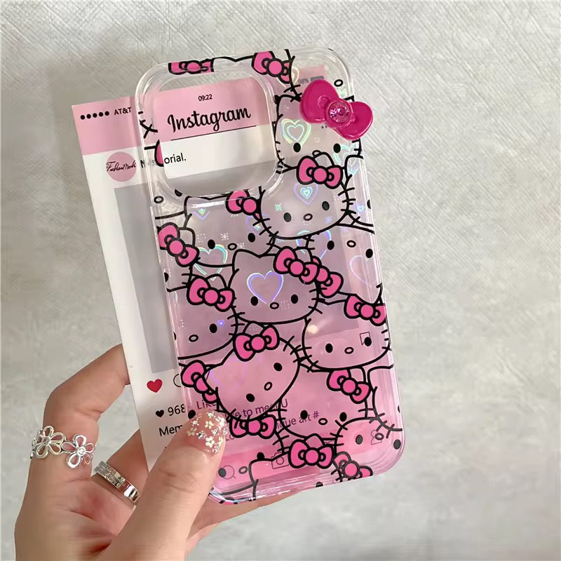 Hello Kitty 3D Pink Bow Laser Dual Shaded  iPhone Case