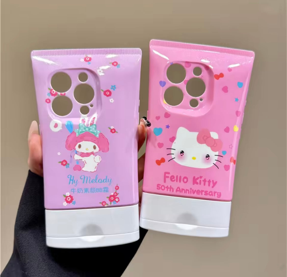 Pink Kitty Bow Glossy Kawaii Cleanser Tube Silicone  iPhone Case