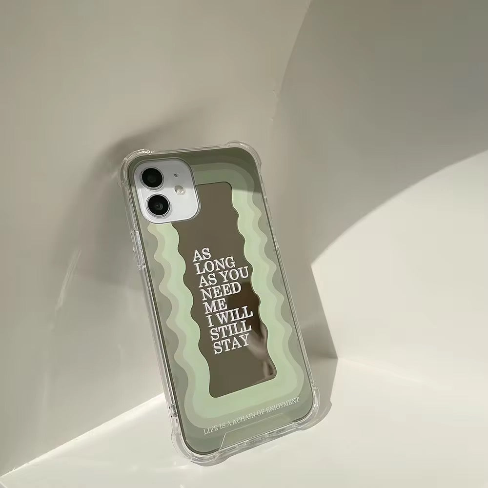 Green Wave Pattern Gradient Mirror iPhone Case