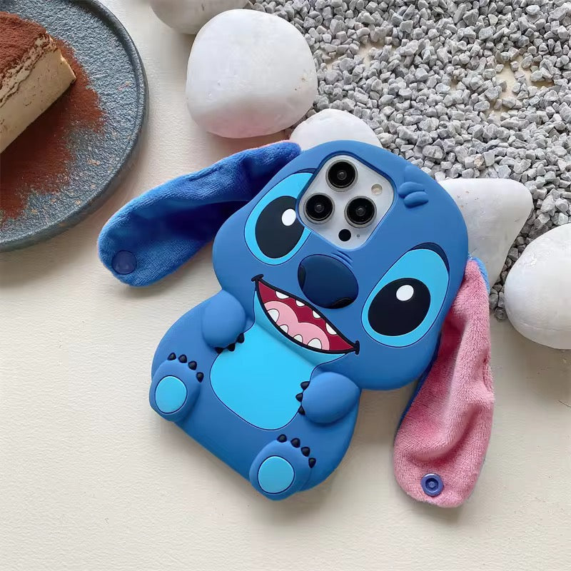 3D Stitch Plus Ears Kawaii Trending Shockproof Rubber Silicone iPhone Case