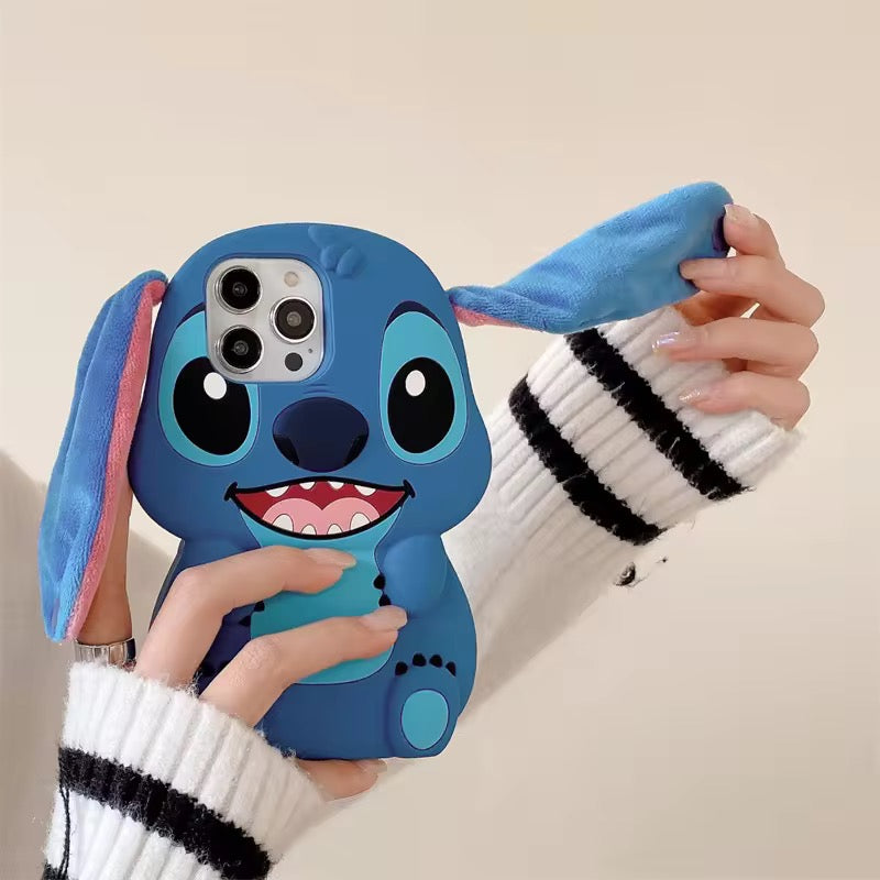 3D Stitch Plus Ears Kawaii Trending Shockproof Rubber Silicone iPhone Case