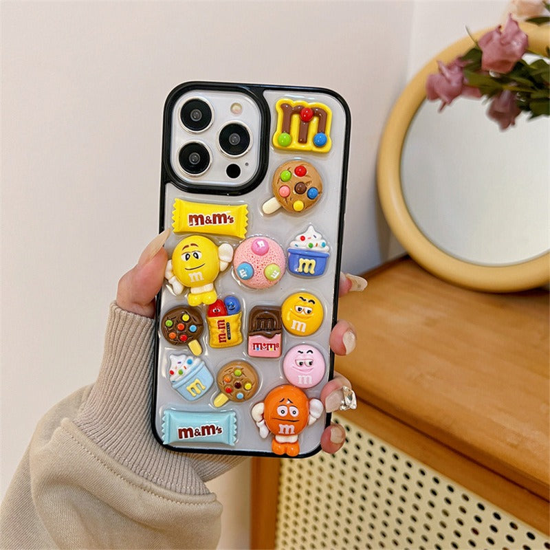 3D Chocolate M&Ms Candy iPhone Transparent Silicone Bumper Case