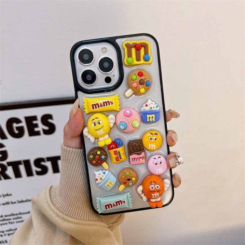 3D Chocolate M&Ms Candy iPhone Transparent Silicone Bumper Case