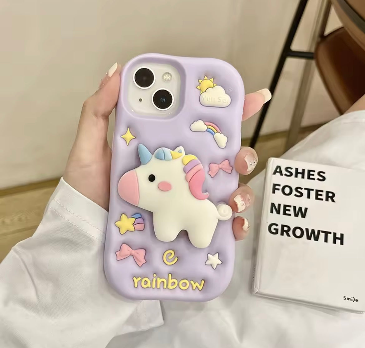 3D Unicorn Dancing Light Phone Holder Trending Shockproof Rubber Silicone iPhone Case