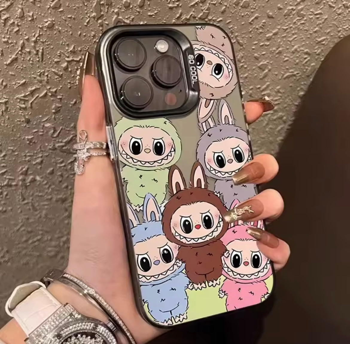 Labubu Sleek Metal Button Camera Bumper iPhone Case