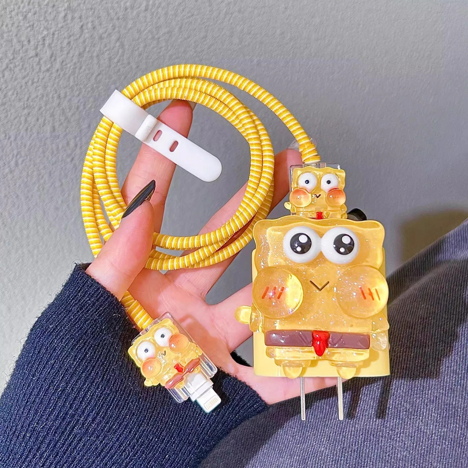 Patrick SpongeBob SquarePants iPhone Adapter Charger Cable Wire Protector Set