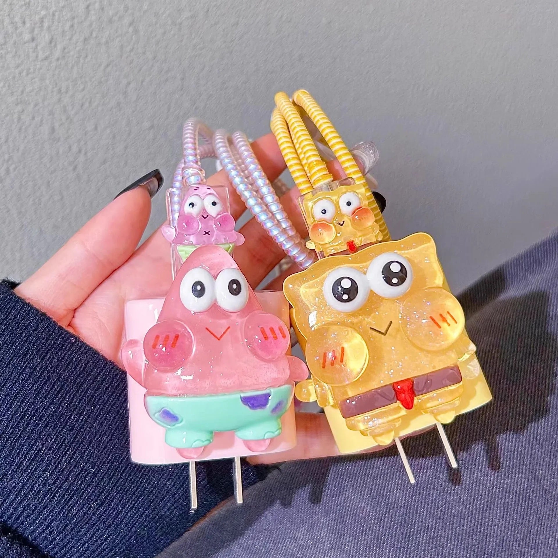 Patrick SpongeBob SquarePants iPhone Adapter Charger Cable Wire Protector Set