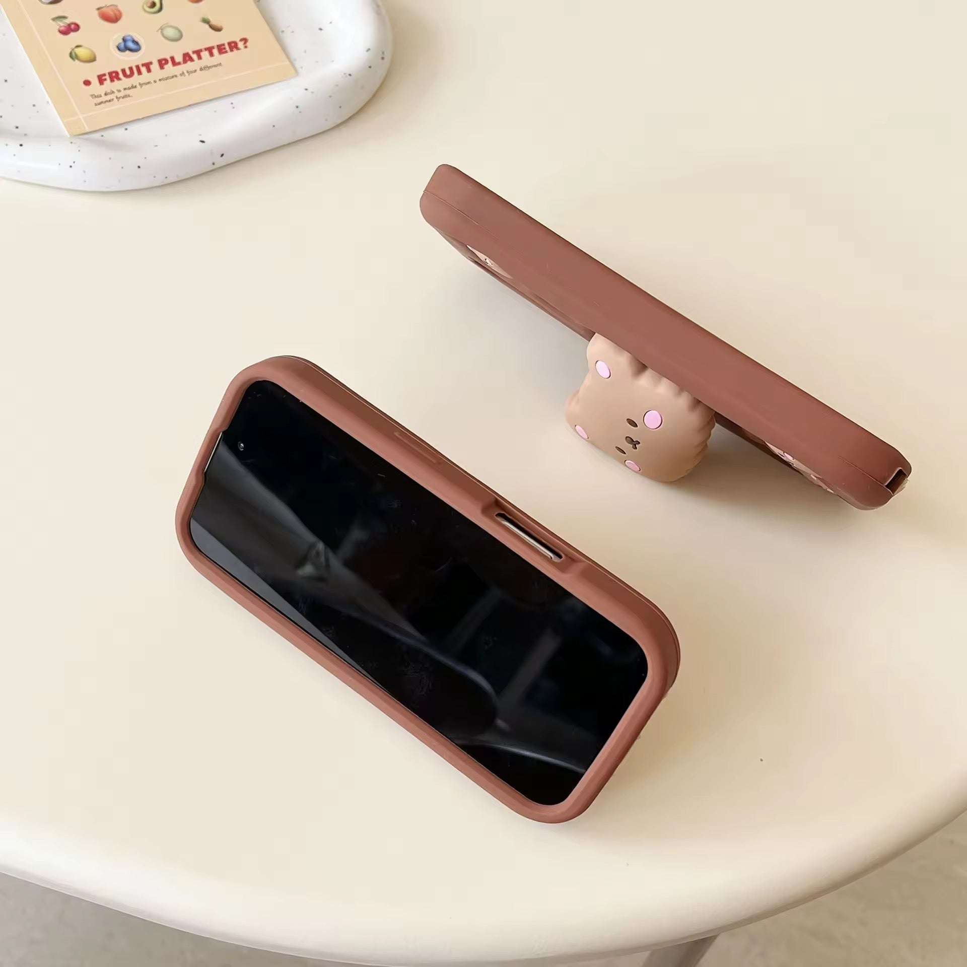 Samsung 3D Brown Teddy Bear Stand Phone Holder Soft Silicone Rubber Case