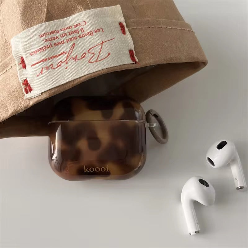 Dark Brown Leopard Aesthetic Airpod Glossy Case
