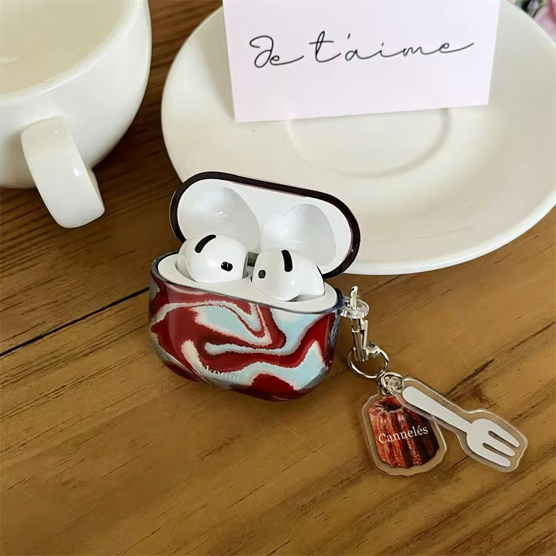 Brown Blue Waves Airpod Glossy Case