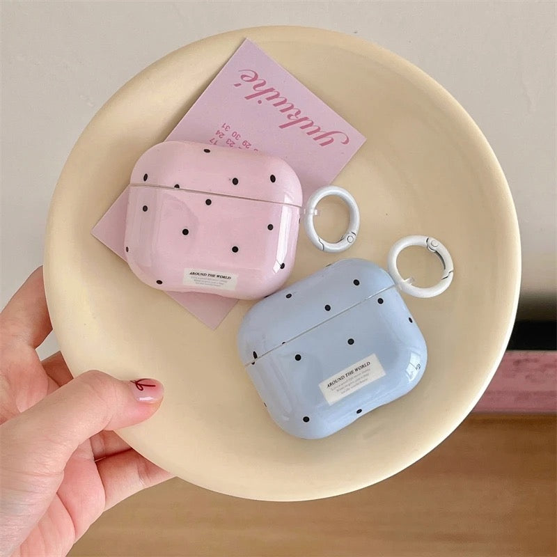Pink Blue Polka Dots Airpod Glossy Case