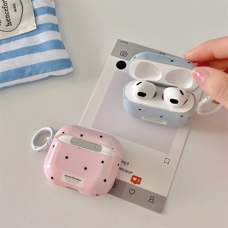 Pink Blue Polka Dots Airpod Glossy Case
