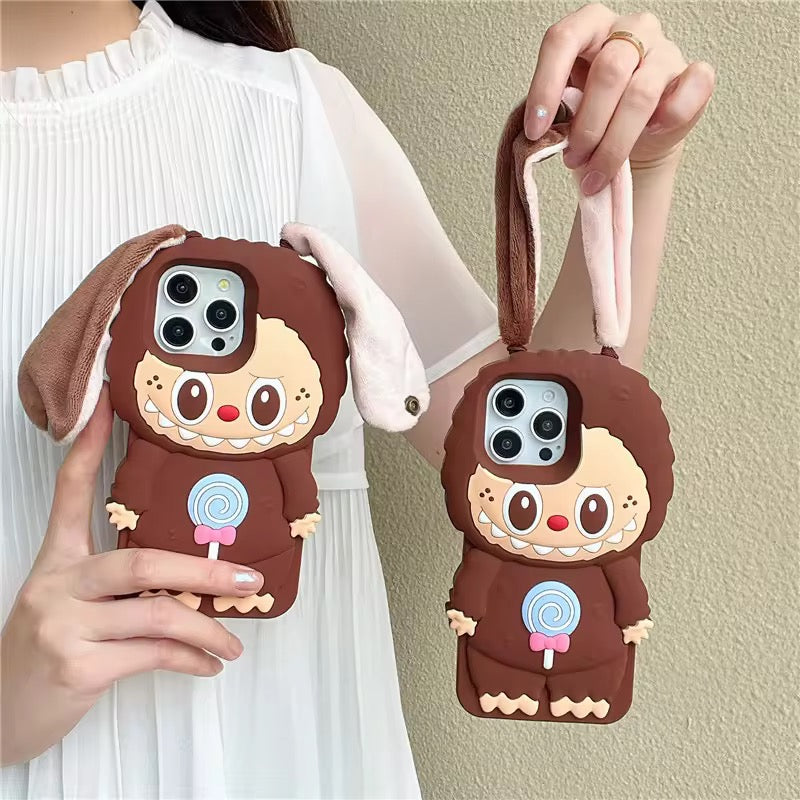 3D Labubu Ears Kawaii Trending Shockproof Rubber Silicone iPhone Case