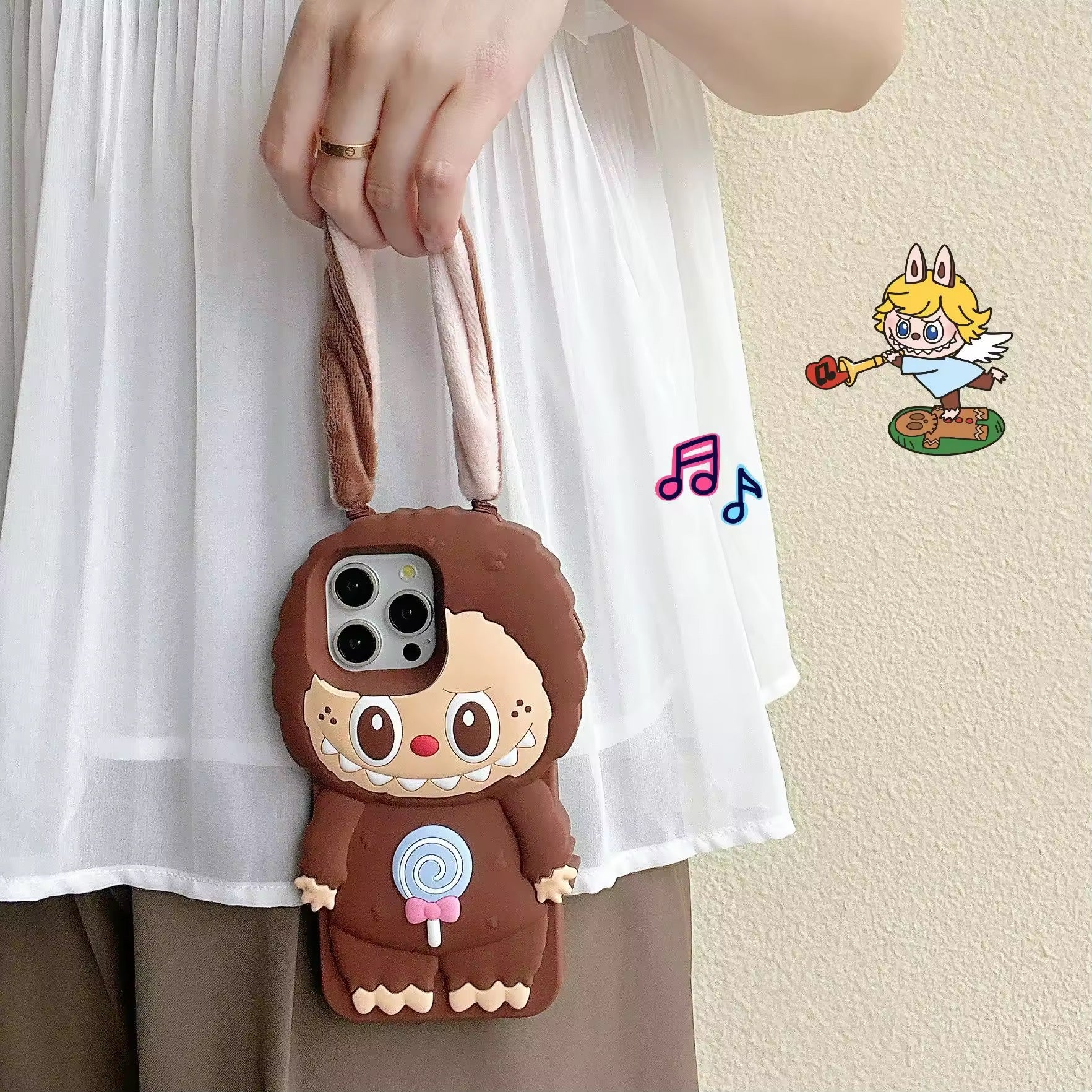 3D Labubu Ears Kawaii Trending Shockproof Rubber Silicone iPhone Case