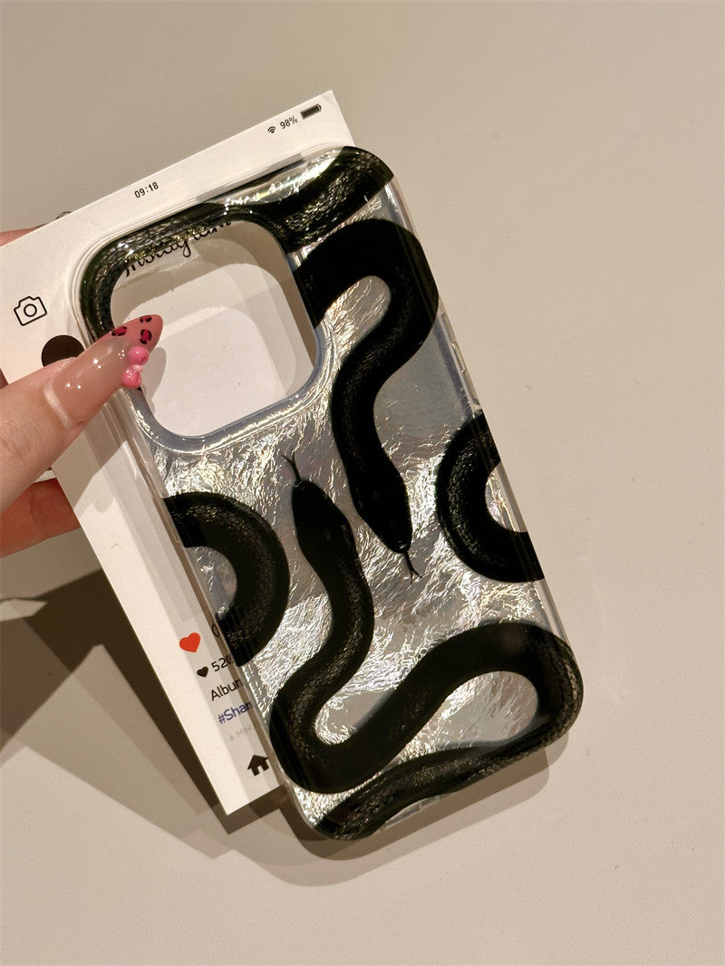 Black Snake Serpent Silver Laser iPhone Case