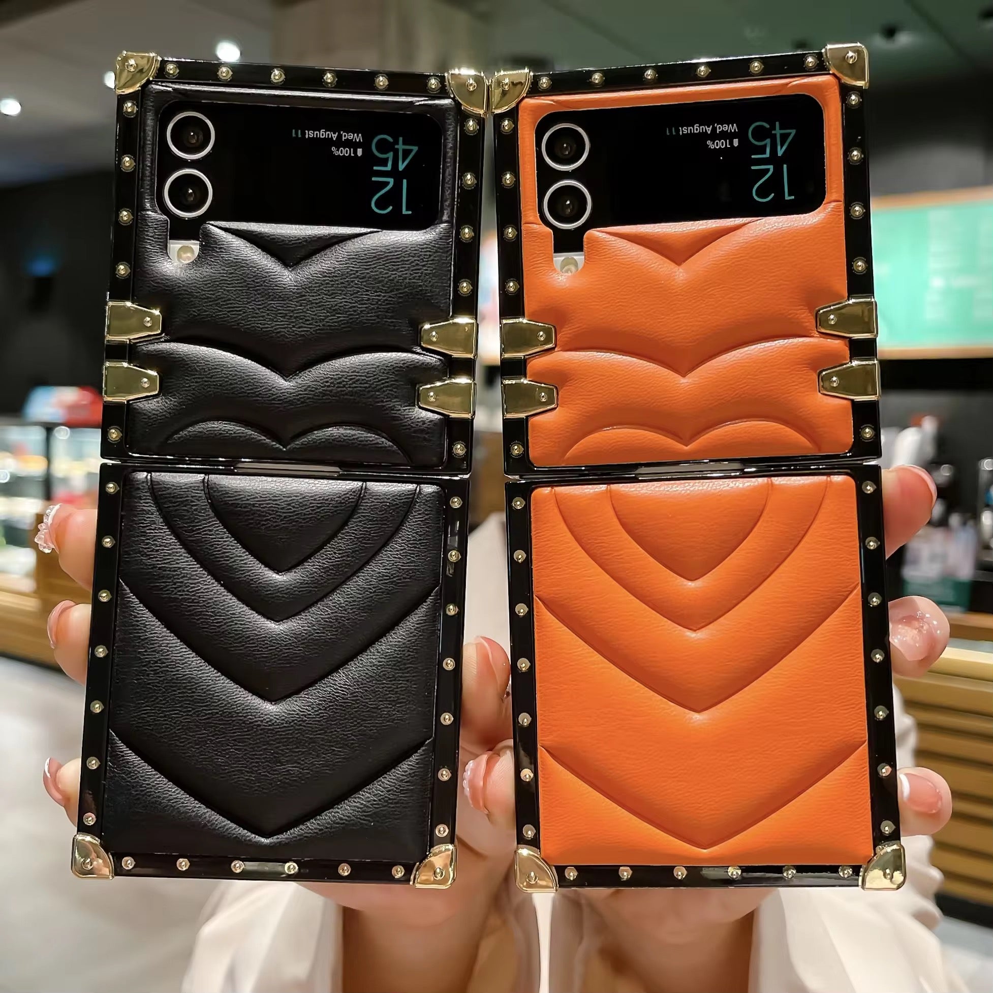 Square Premium Leather Samsung Z Flip Case