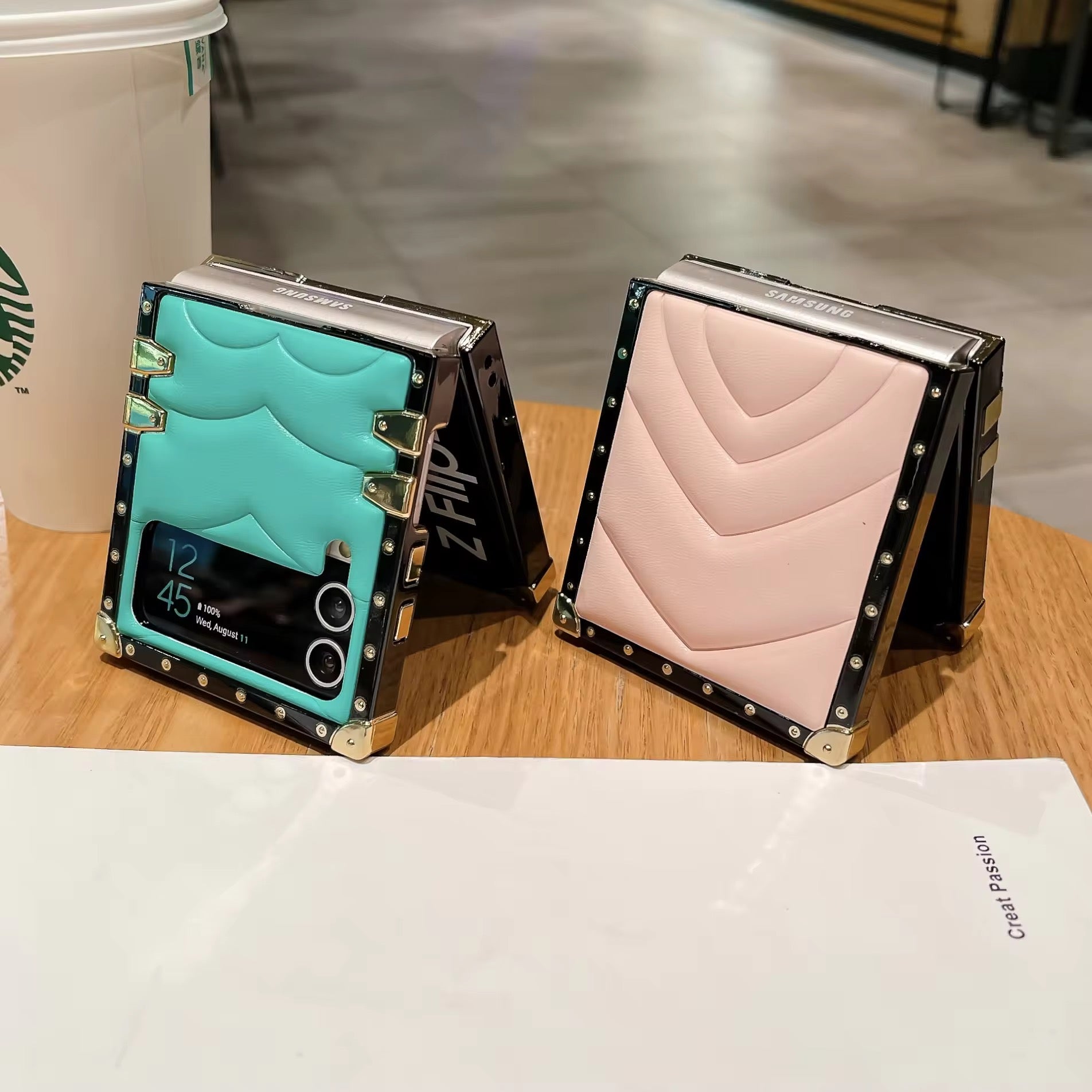 Square Premium Leather Samsung Z Flip Case