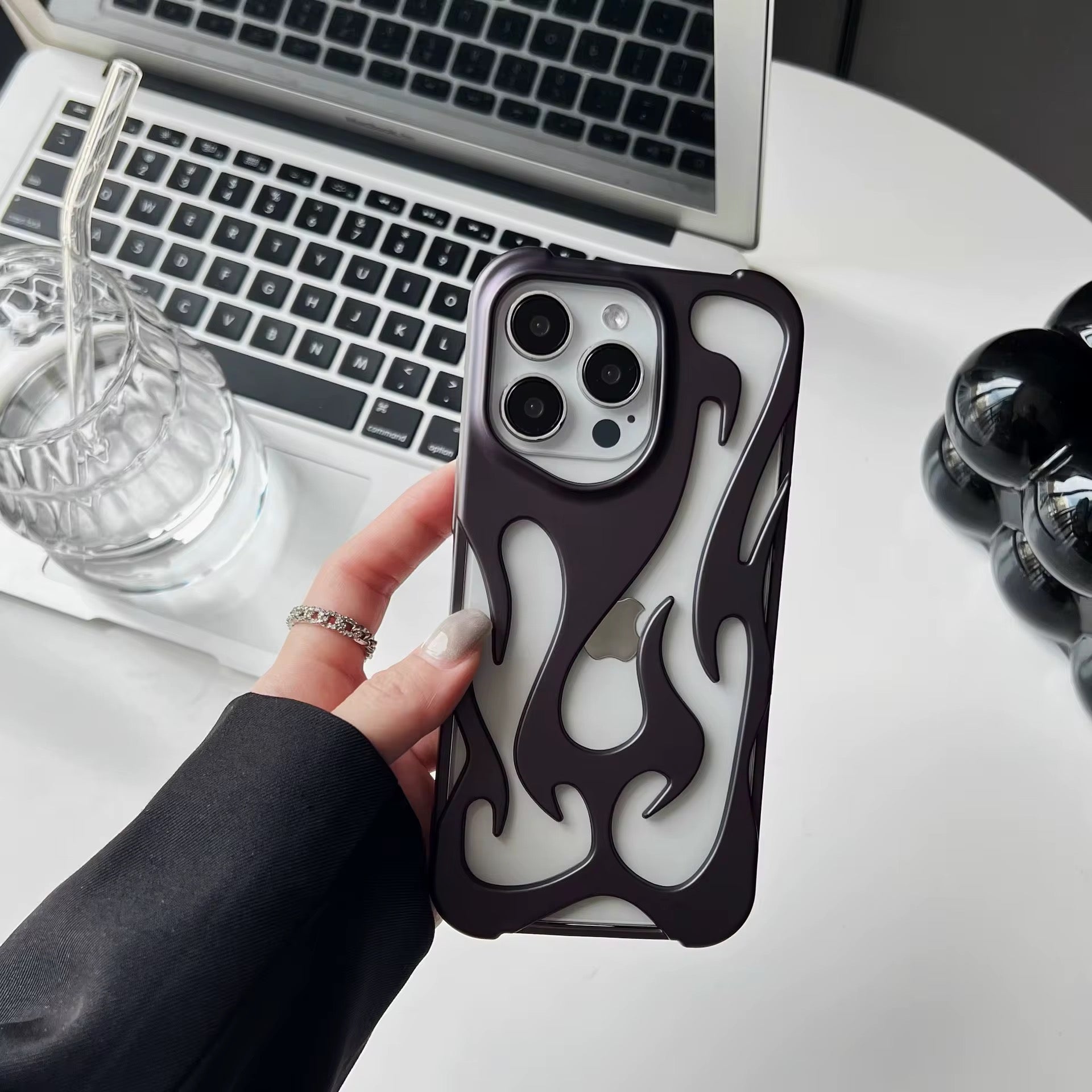 3D Luxury Flame Glossy Pre-Order iPhone Skeleton Designer Bumper Case