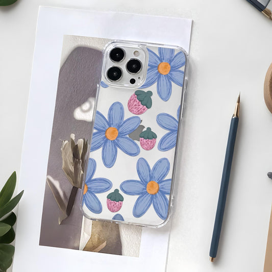 Blue Flowers Clear Transparent Custom Slim Soft Cases