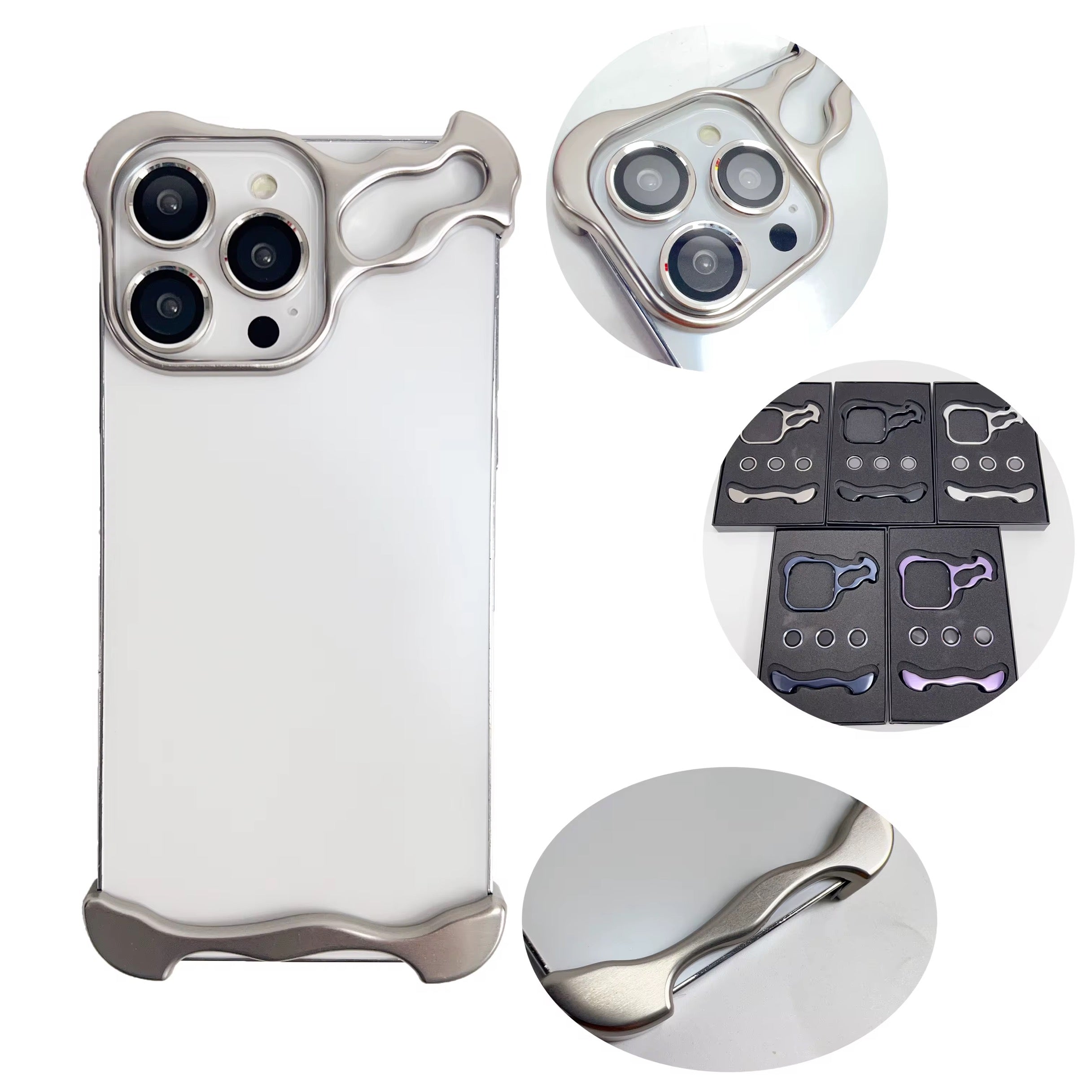 Premium Skeleton Luxury iPhone Samsung Sleek Aluminium Metal Bumper Case With Camera Lens Protection