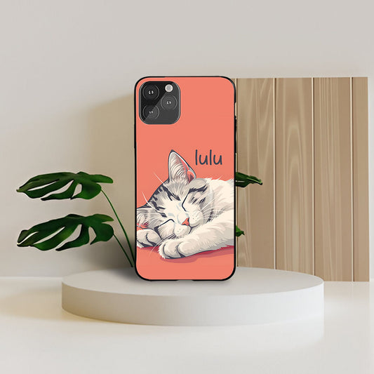 Sleepy Dreamy Cat Custom Glossy Metal Bumper Case