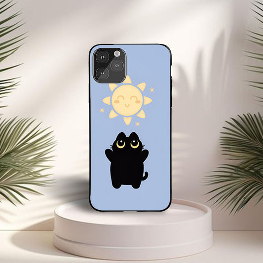Cartoon Cat Sun Sky Custom Glossy Metal Bumper Case